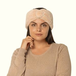 Khaki Faux Fur With Sparkle Headband \ Ear Warner